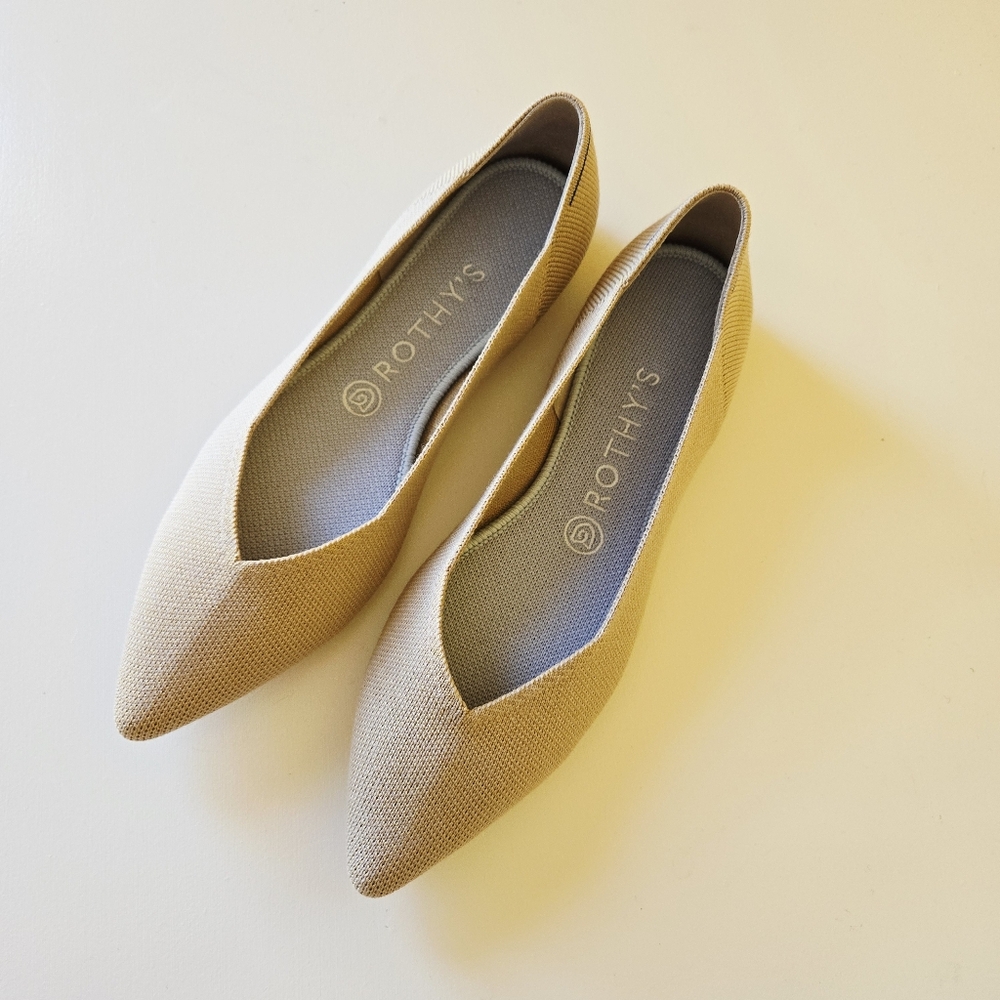 Rothy’s Merino Camel Points Pointed Toe Knit Flats Limited Edition Size 8.5 NWOB - Picture 4 of 16